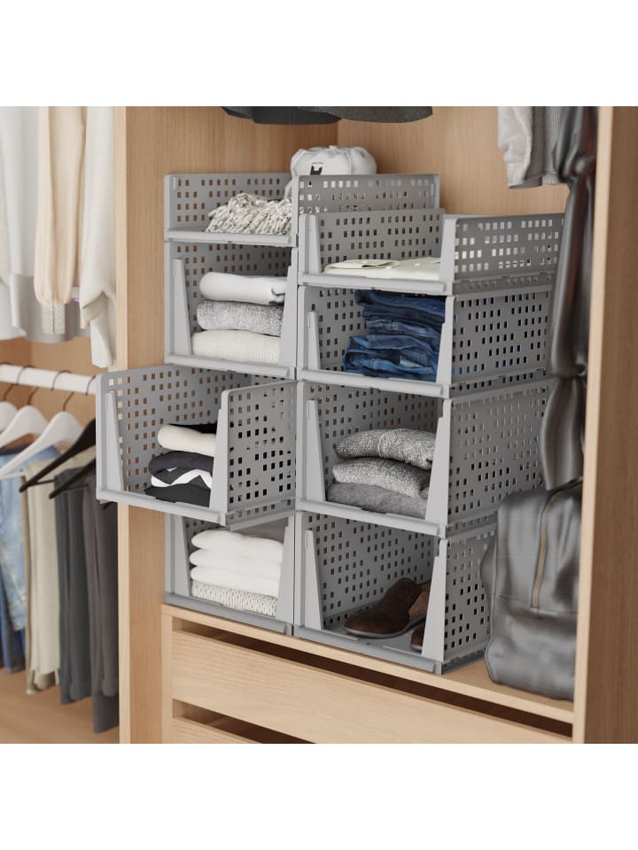 relaxdays 3 x Schrank Organizer in Grau - (B)33,5 x (H)13 x (T)43,5 cm günstig kaufen onesize