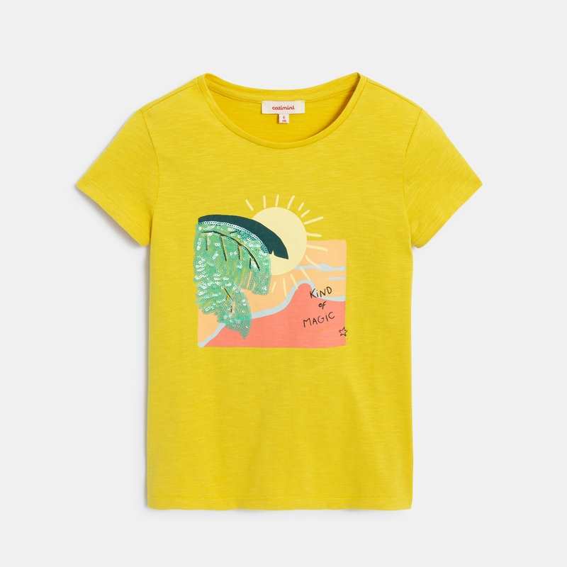 T-shirt fille jaune à sequins Catimini
