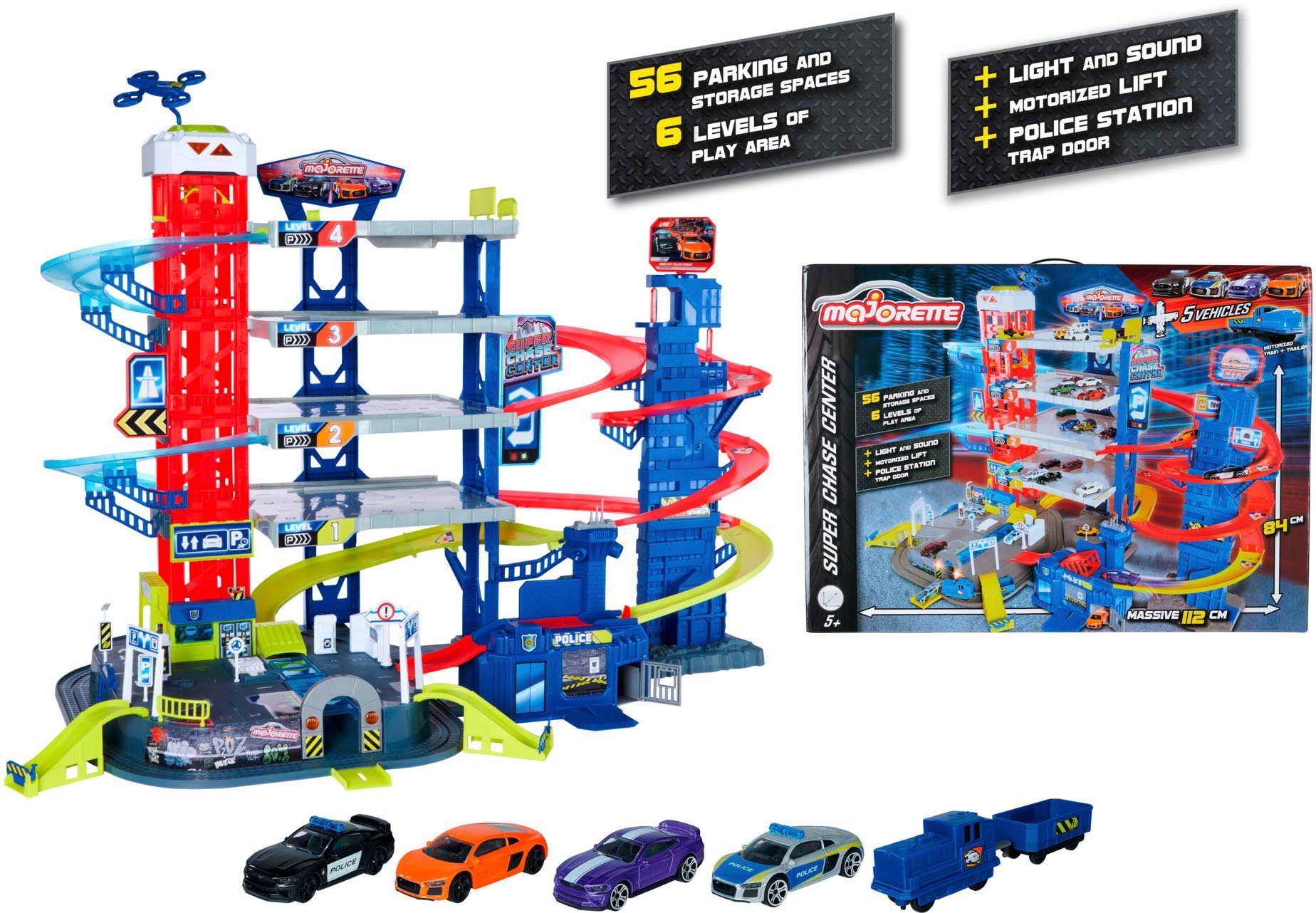 majORETTE Spiel-Parkgarage Super Chase Center, mit Licht & Sound