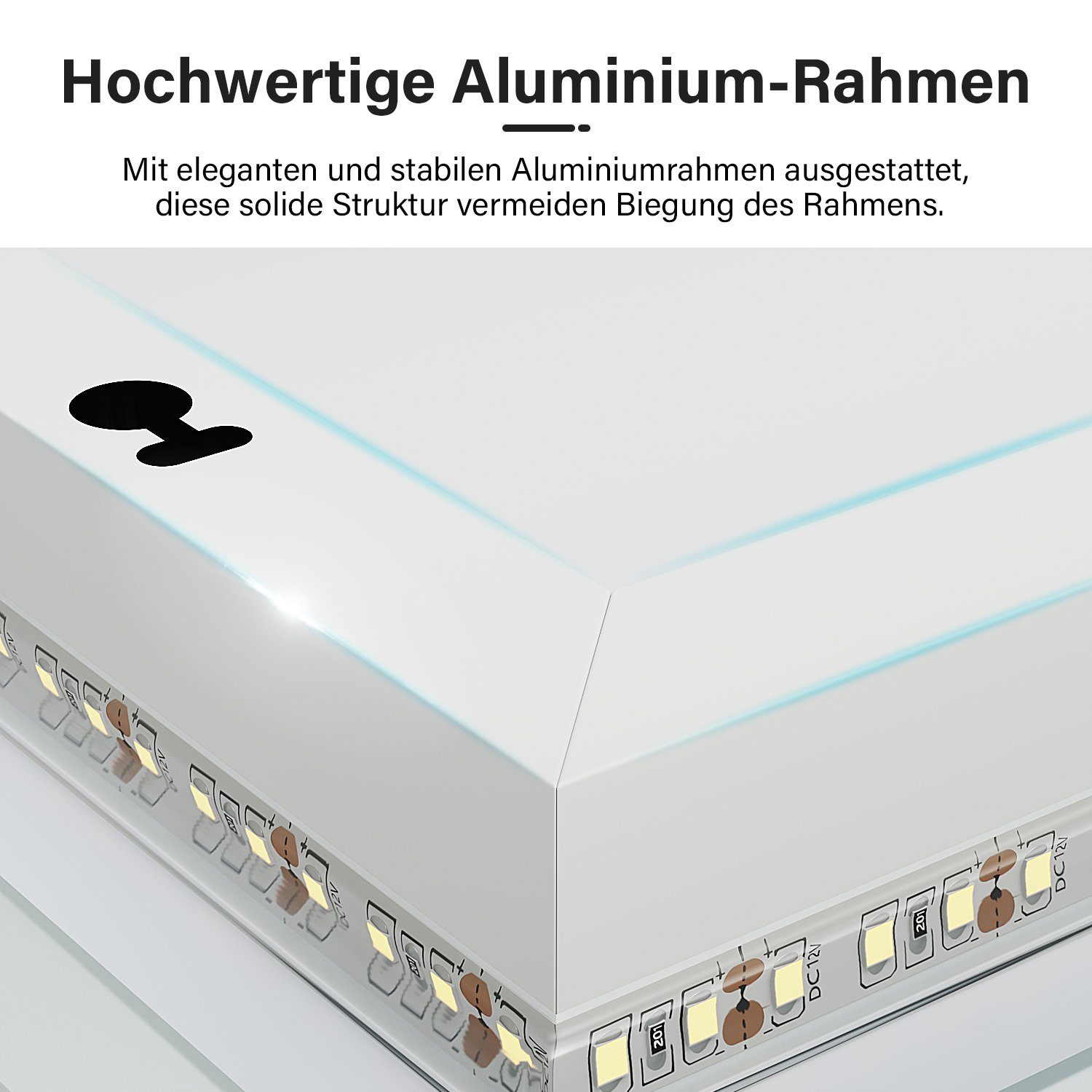 SONNI Badspiegel Badezimmerspiegel, mit Beleuchtung, 60×40 cm, Wandschalter, LED Badspiegel, Badspiegel, Lichtspiegel IP44