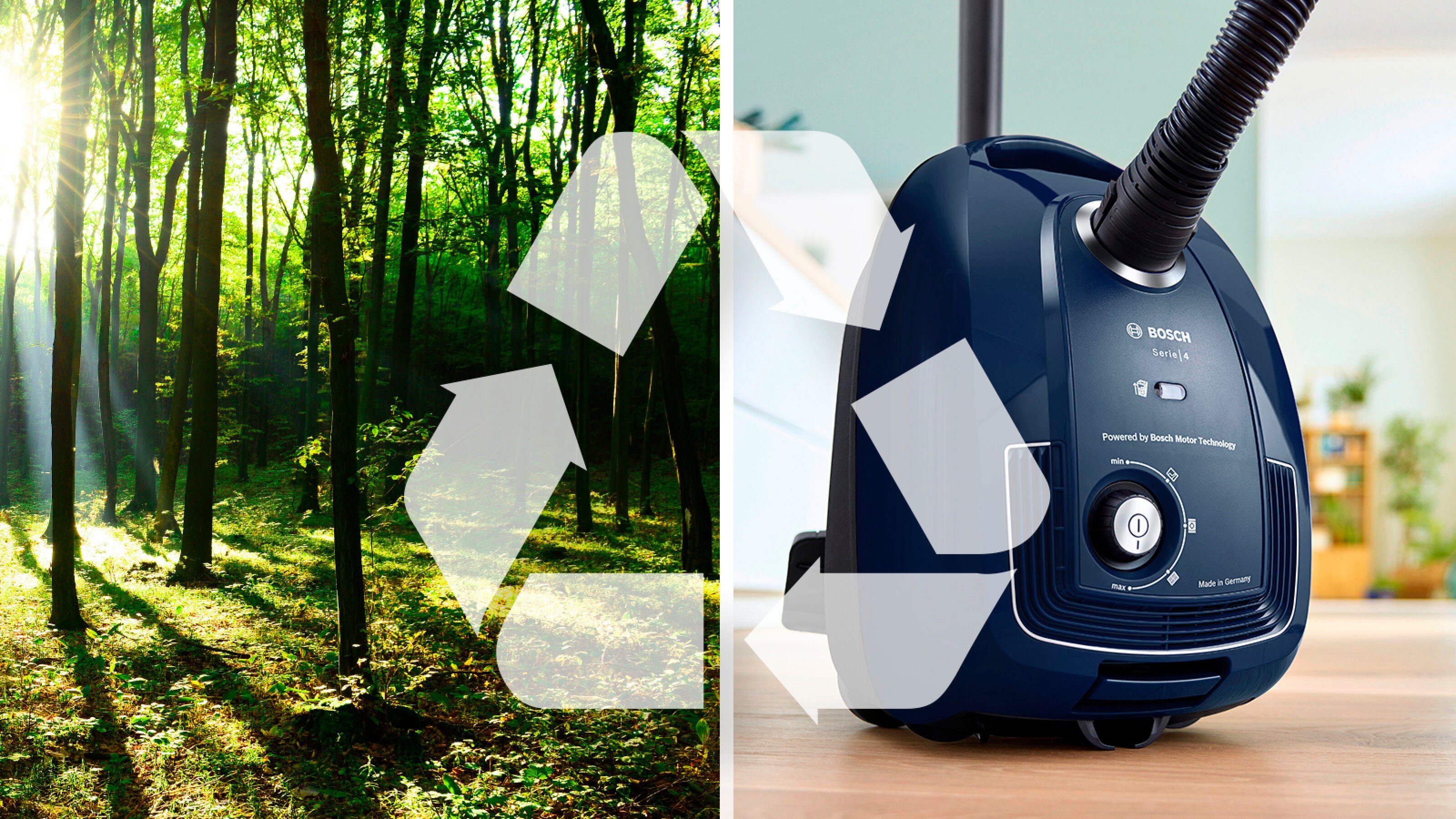 BOSCH Bodenstaubsauger BGD38BU2, 600 W, mit Beutel, aus 30 % recyceltem Kunststoff