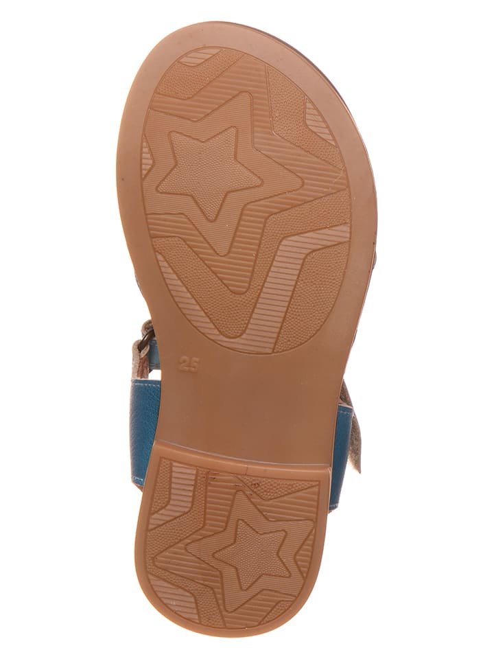 POM POM Leder-Sandalen in Hellblau günstig kaufen