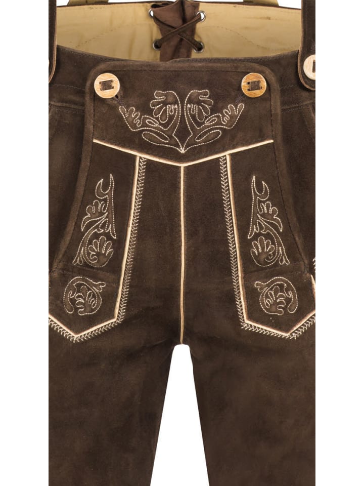 Nübler Lederhose kurz Bazi in Dunkelbraun günstig kaufen