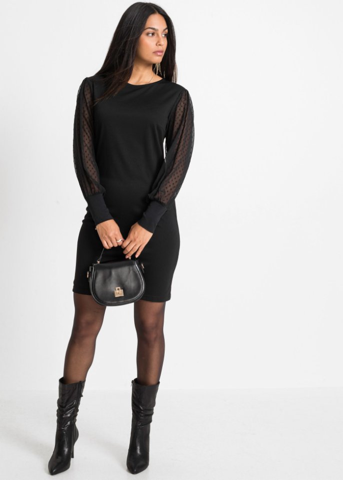Jerseykleid mit Chiffonärmeln
