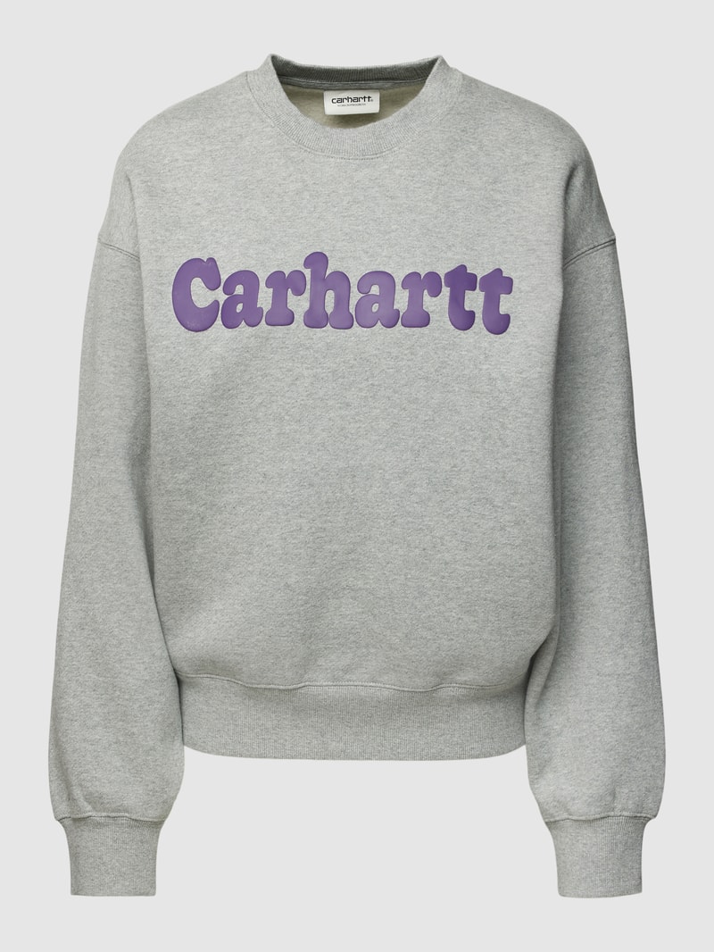 Oversized Sweatshirt mit Label-Print Modell 'BUBBLES' in hellgrau meliert