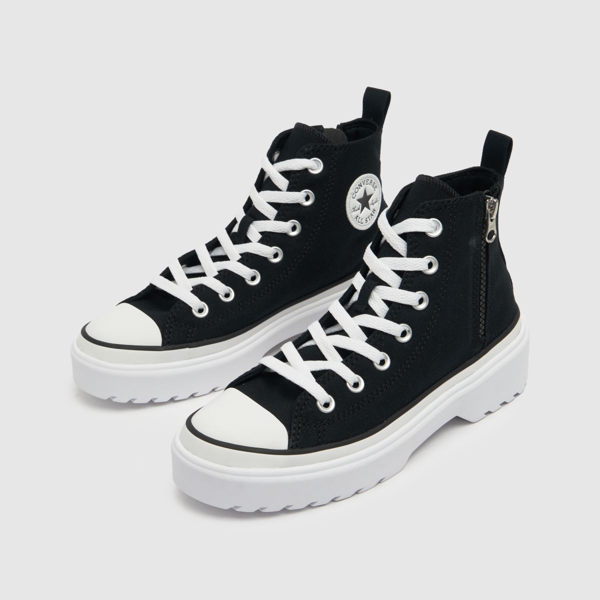 Converse svarta och vita All Star Lugged Lift Hi-sneakers för flickor och ungdomar
