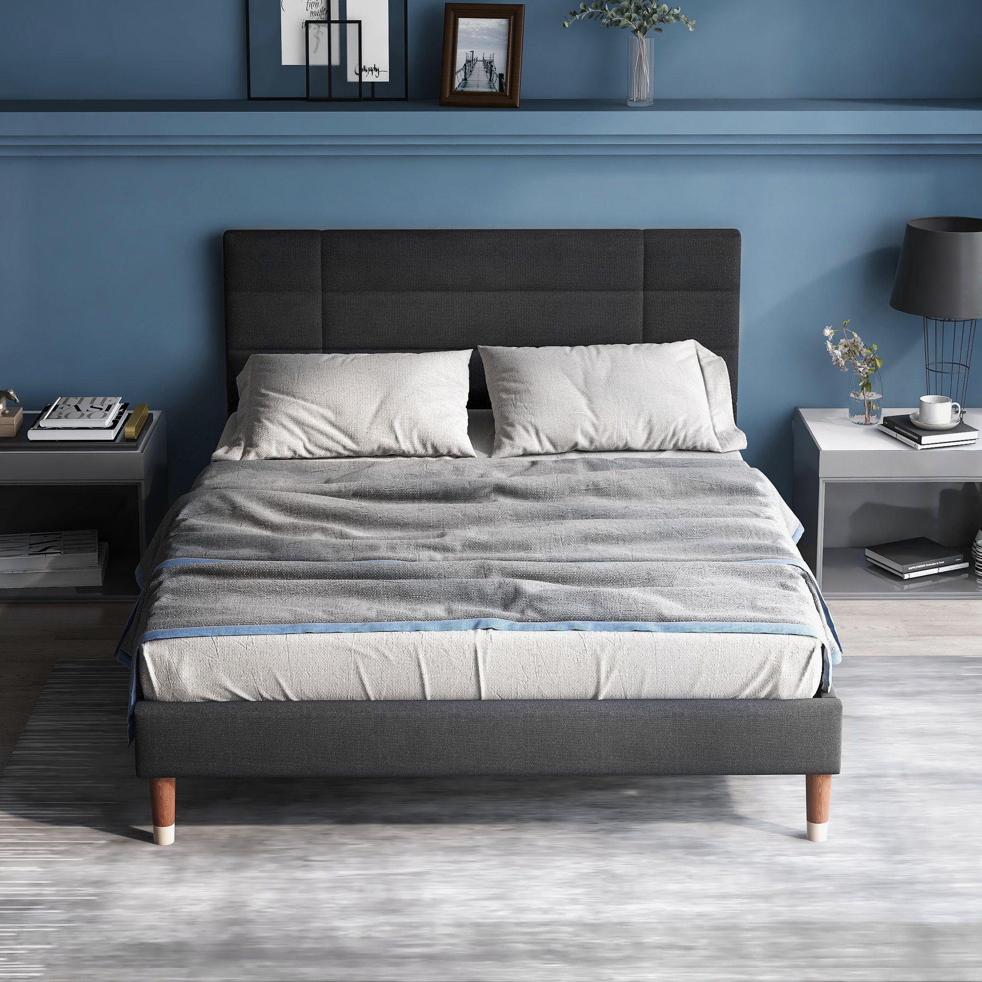 REDOM Polsterbett Doppelbett Bett Funktionsbett Massivholzbett Holzbett 140x200cm (mit Matratze oder ohne Matratze)