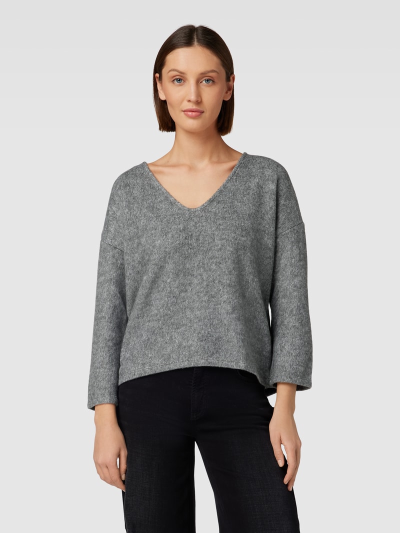 Cropped Pullover in melierter Optik in hellgrau melange