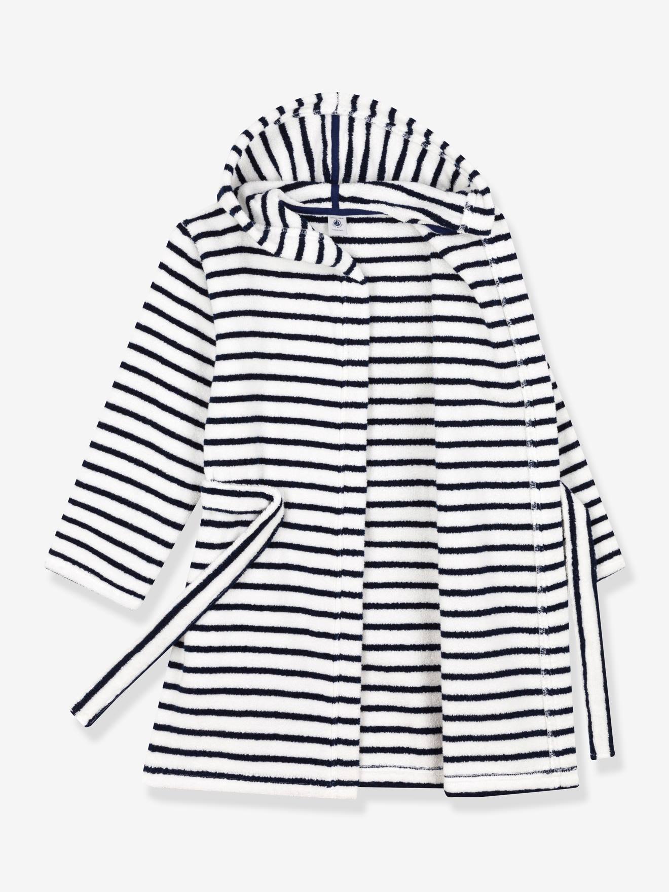 Peignoir rayé en éponge PETIT BATEAU blanc imprimé