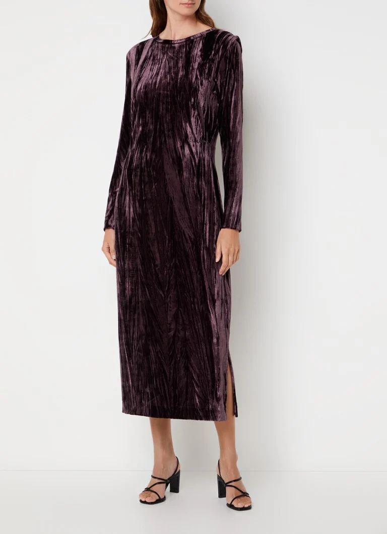 Studio Anneloes Tammy Velvet midi dress with shoulder pads