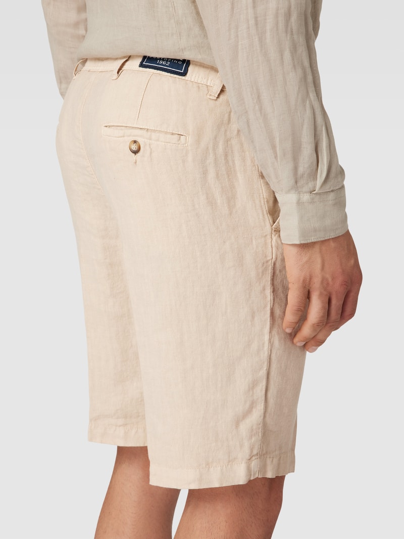 Bermudas aus Leinen mit französischer Eingrifftasche in beige