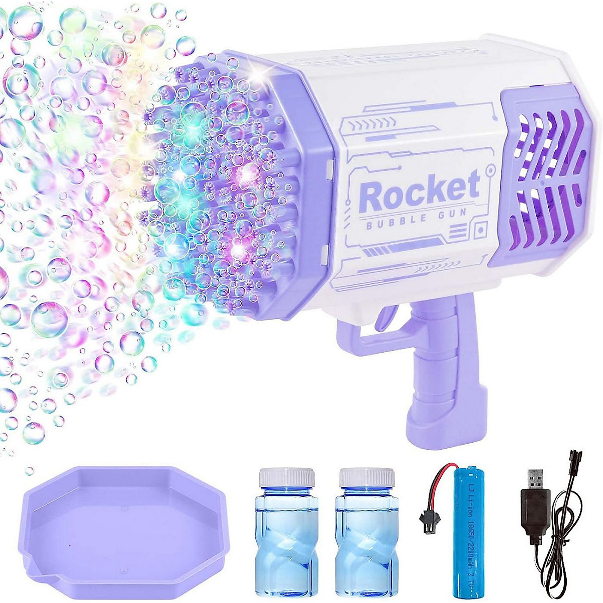 Seifenblasenmaschine Bubble Machine Elektrische Wasserpistole Outdoor Spielzeug - 69 Löcher Seifenblasen Hochzeit Toy Gun Mit Lichtern - Bubble Für Halloween Party Hochzeit Bubble 69 Loch Seifenblas