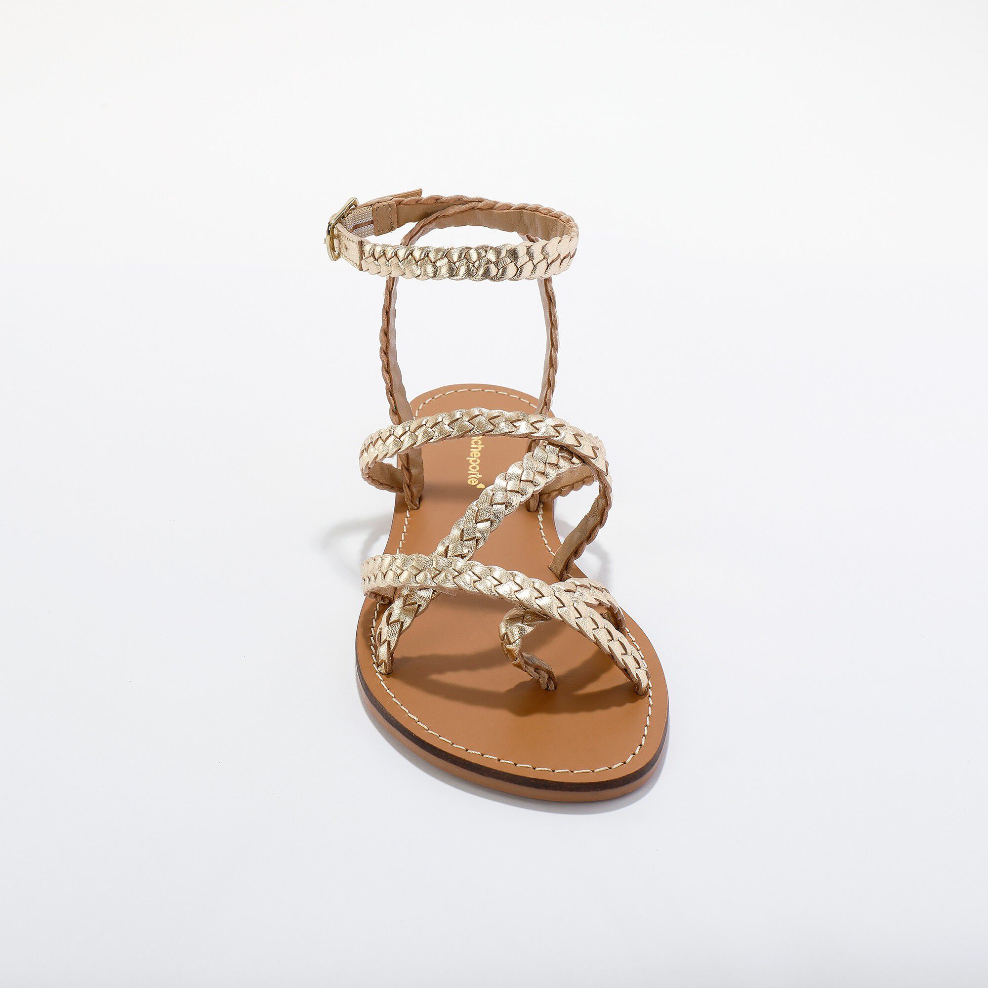 Sandales en cuir tressé irisé