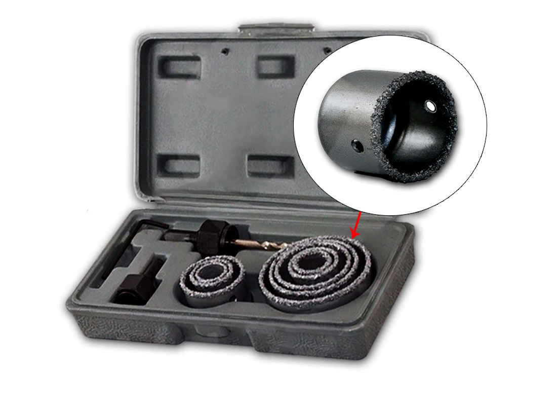Vago-Tools Bohrer Fliesenkrone Lochsäge 11 tlg Set 19-64 mm
