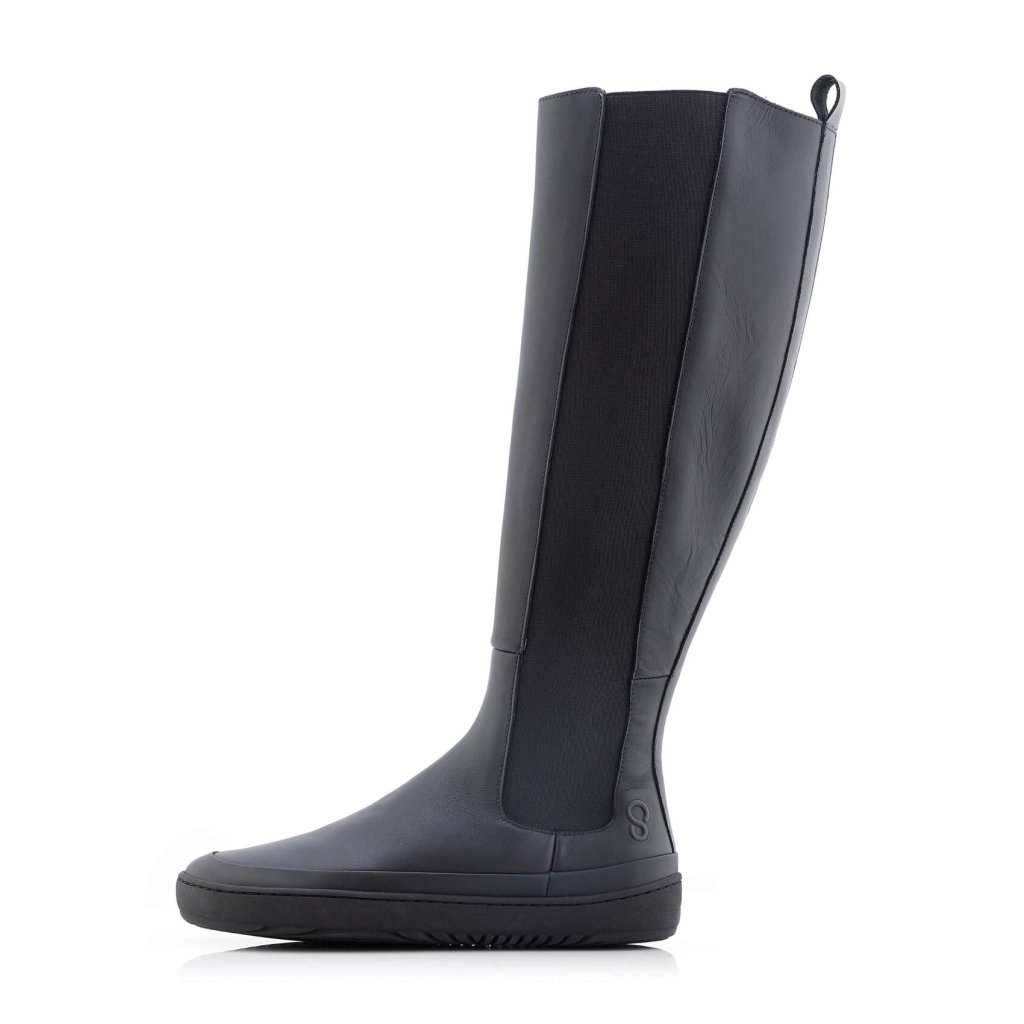 Shapen Harper Black Leather Barfußstiefel