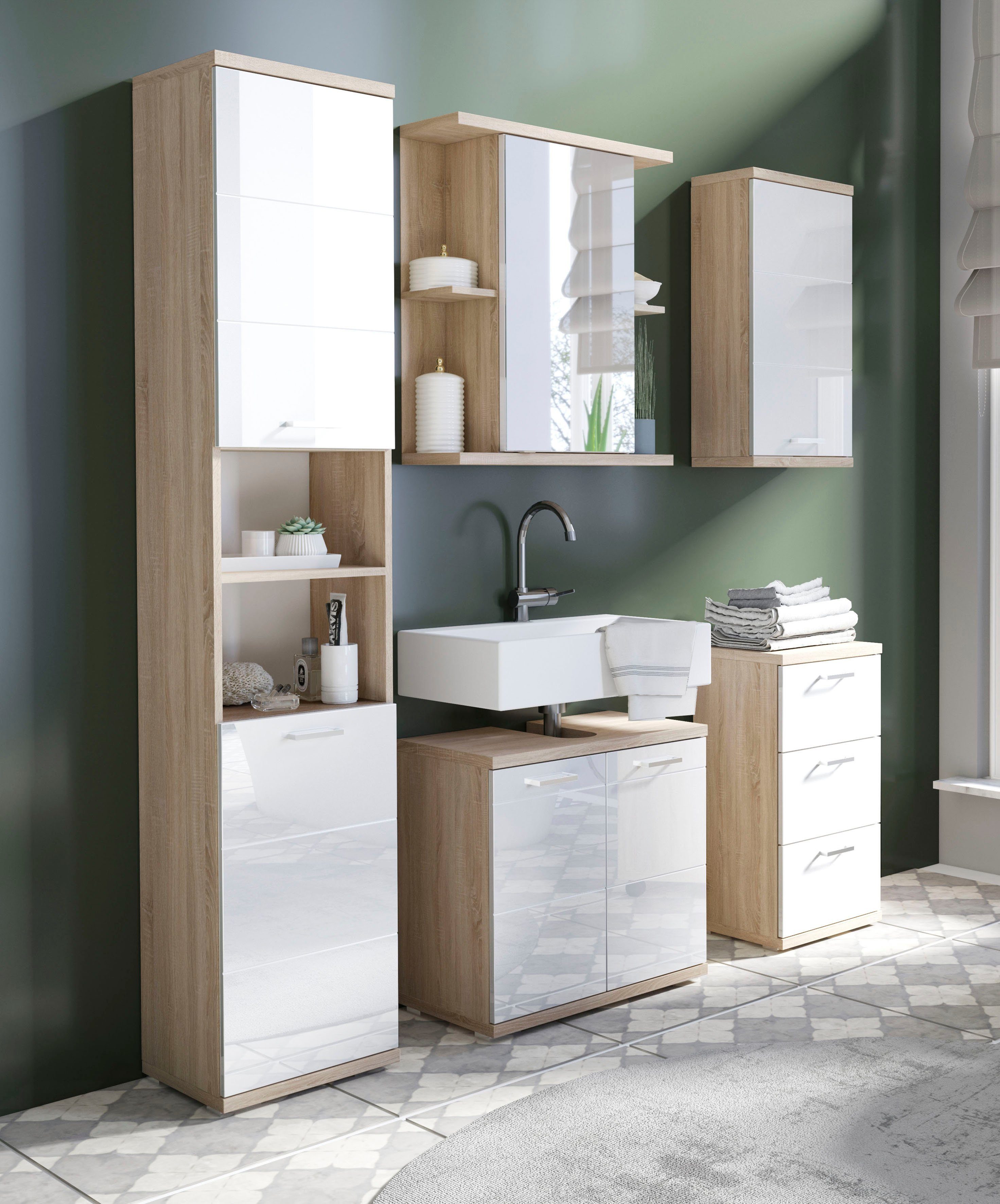 byLIVING Spiegelschrank Nebraska Breite 60 cm, mit großer Spiegeltür und viel Stauraum