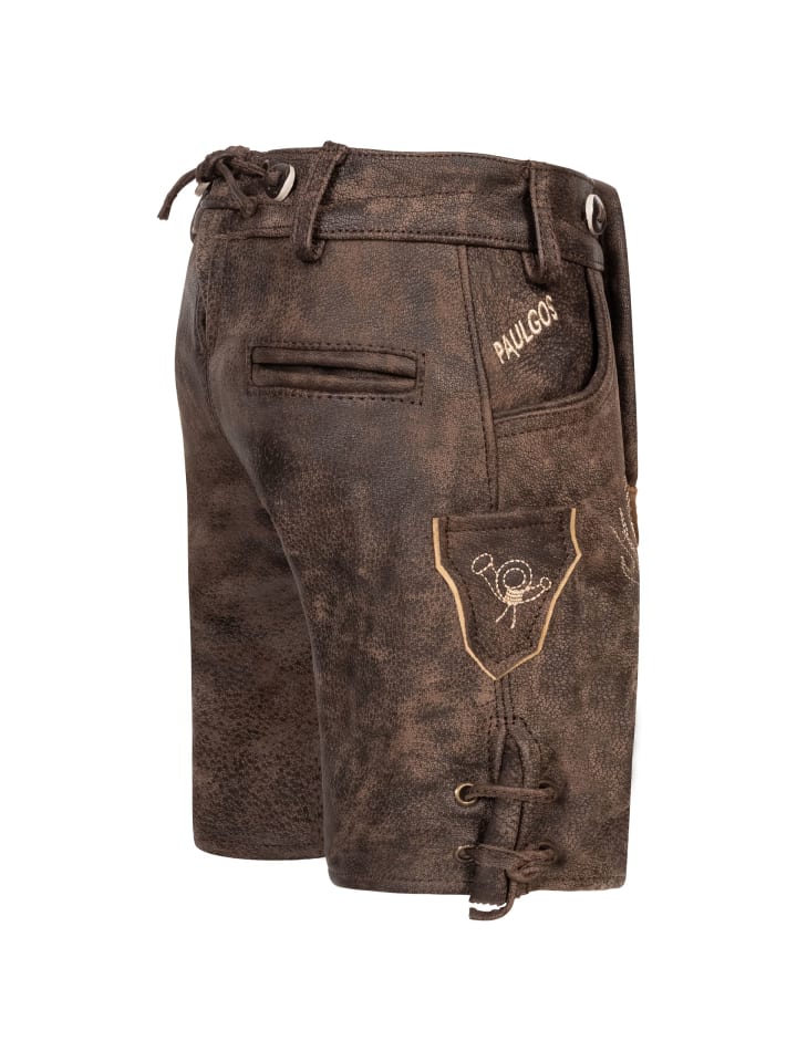 PAULGOS Lederhose Kurz Echtleder KK2 ANTIK in Schokobraun günstig kaufen