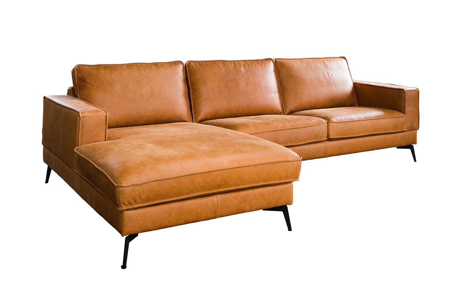 KAWOLA Ecksofa BLOOM, Leder Recamiere rechts od. links versch. Farben