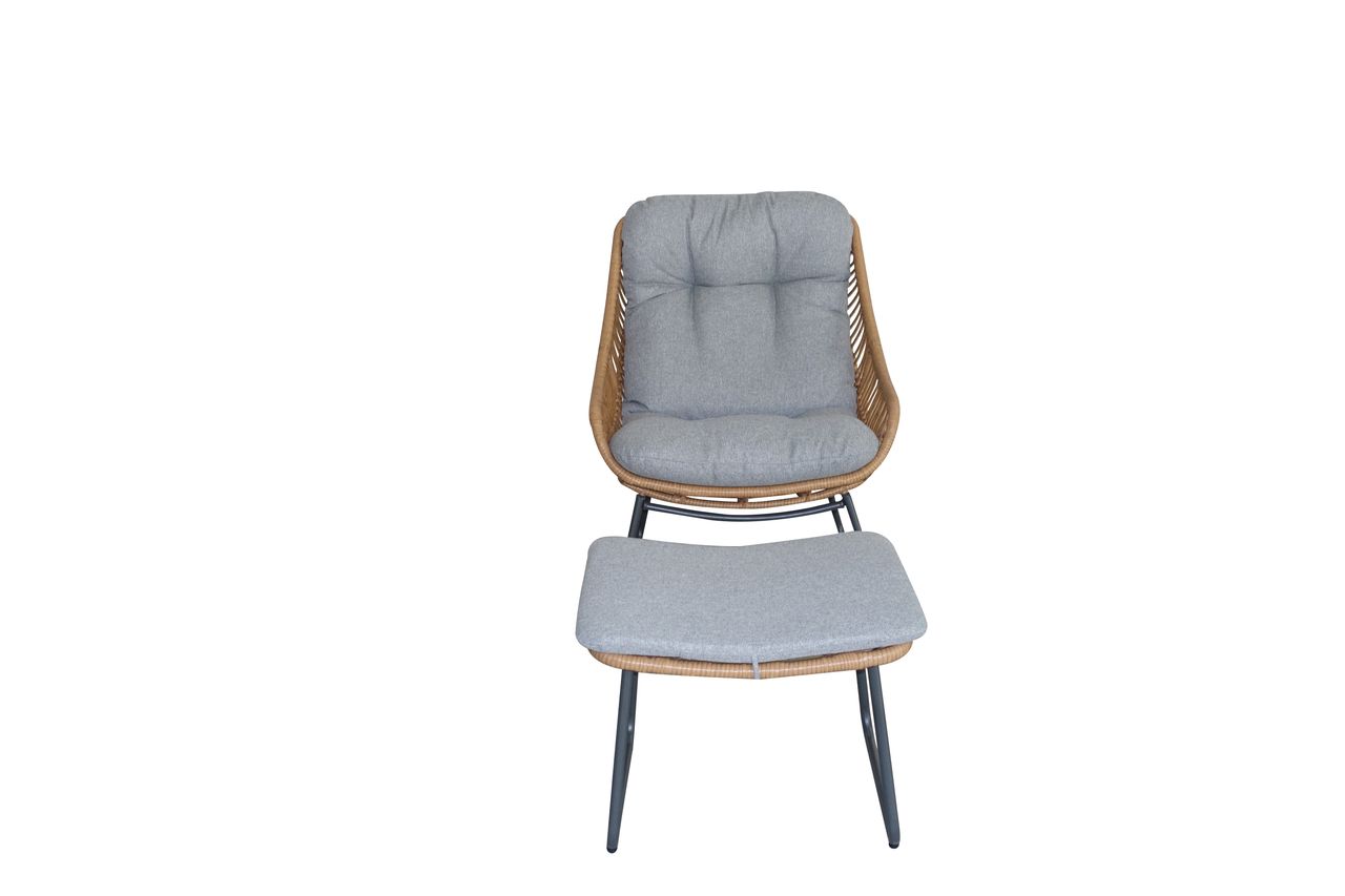 Happy Home Happy Home Casual Set 2 tlg. HGS48-GRA helles Rattan mit Sitzkissen in grau