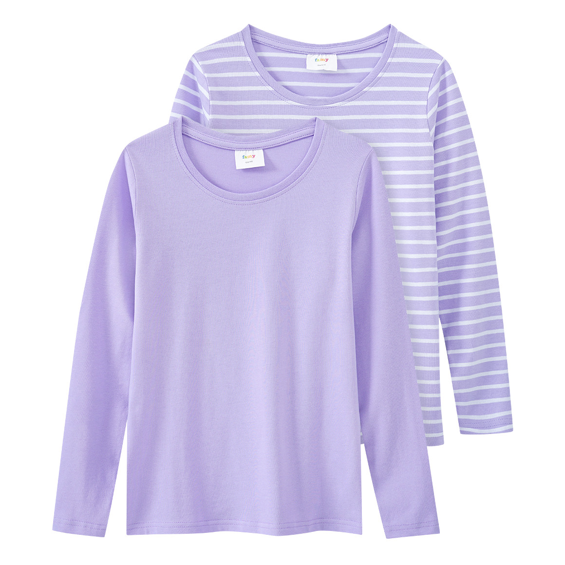 2 Mädchen Langarmshirts im Basic-Style