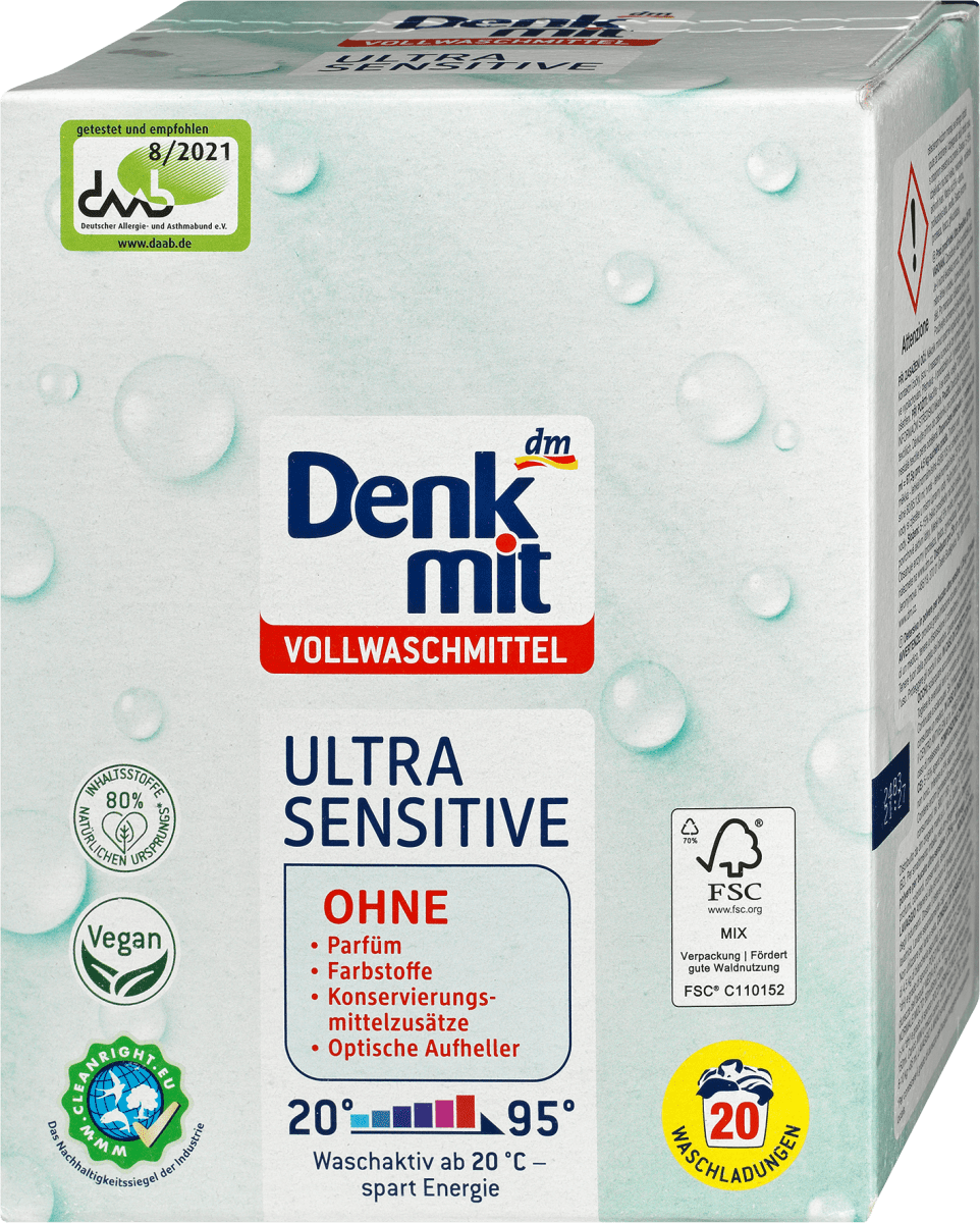 Vollwaschmittel Pulver Ultra Sensitive, 20 Wl