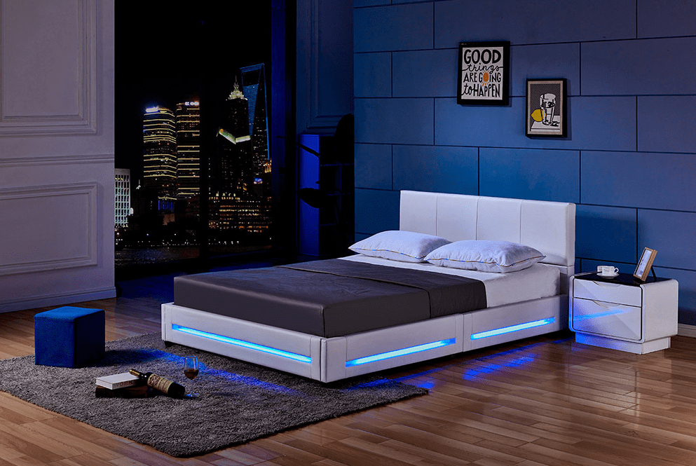 Home Deluxe LED Bett ASTEROID 180 x 200 Weiß