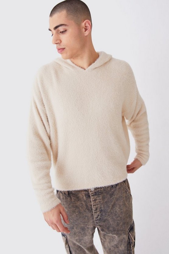 Fluffy Knitted Boxy Hoodie