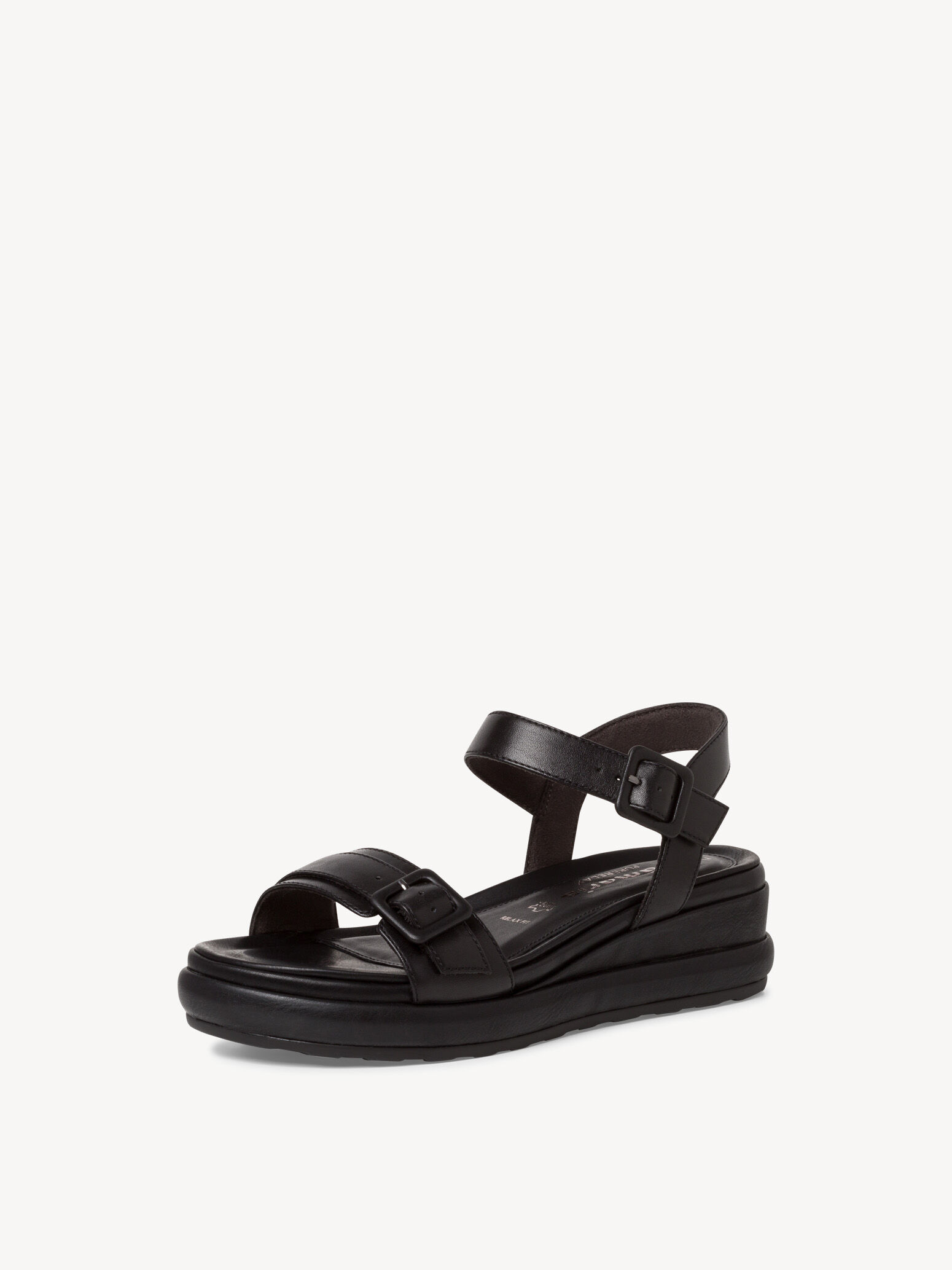 Sandale à talon en cuir - noir