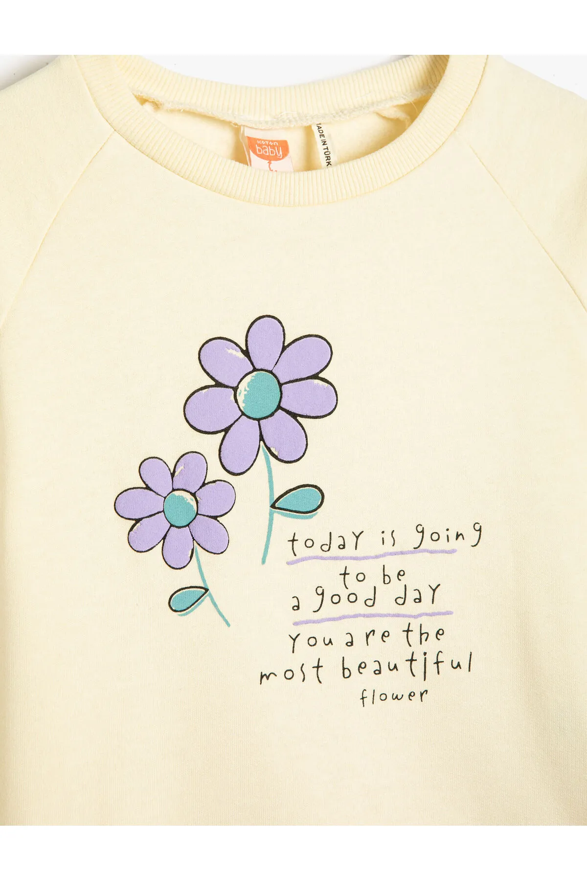 Koton  Sweatshirt mit Blumenmuster und erhöhtem Rundhalsausschnitt aus Baumwolle