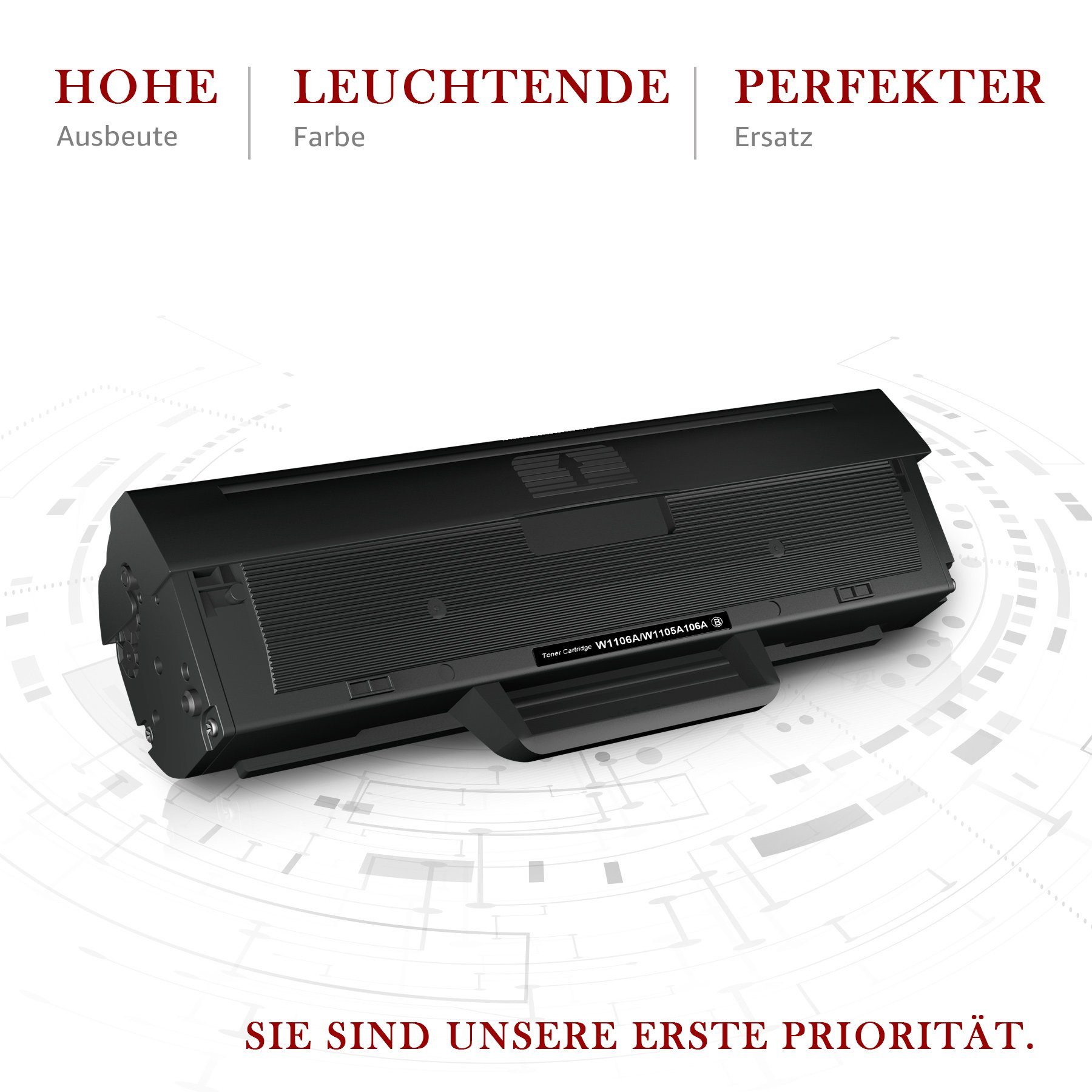 Toner Kingdom Tonerpatrone für HP 106A W1106A, (Mit chip, 1-St), Laser MFP 135a 135wg 137fnw 107a