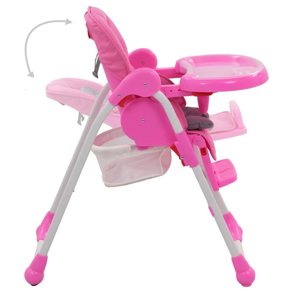 vidaXL Kombihochstuhl Babystuhl Hochstuhl Babysitz Kinderstuhl Kunststoff Rosa und Grau mit