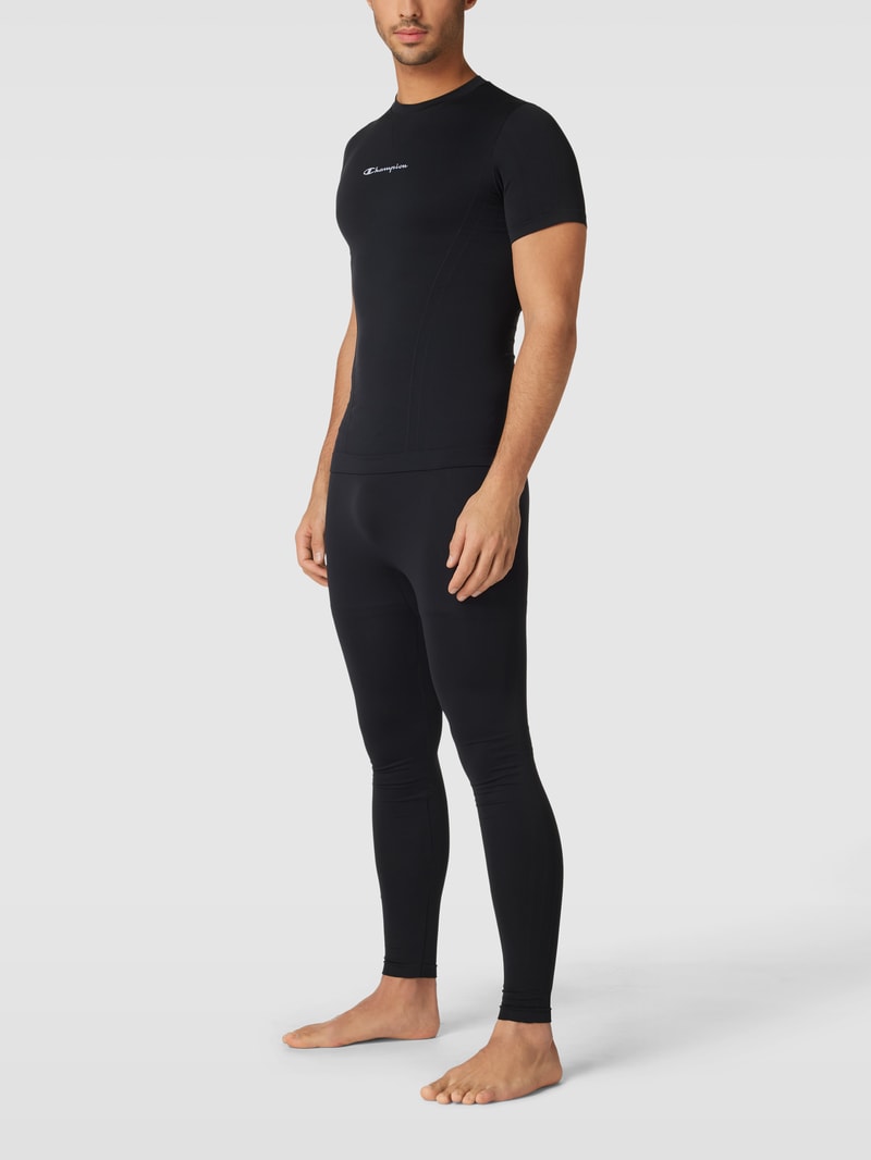Leggings mit Label-Print in schwarz