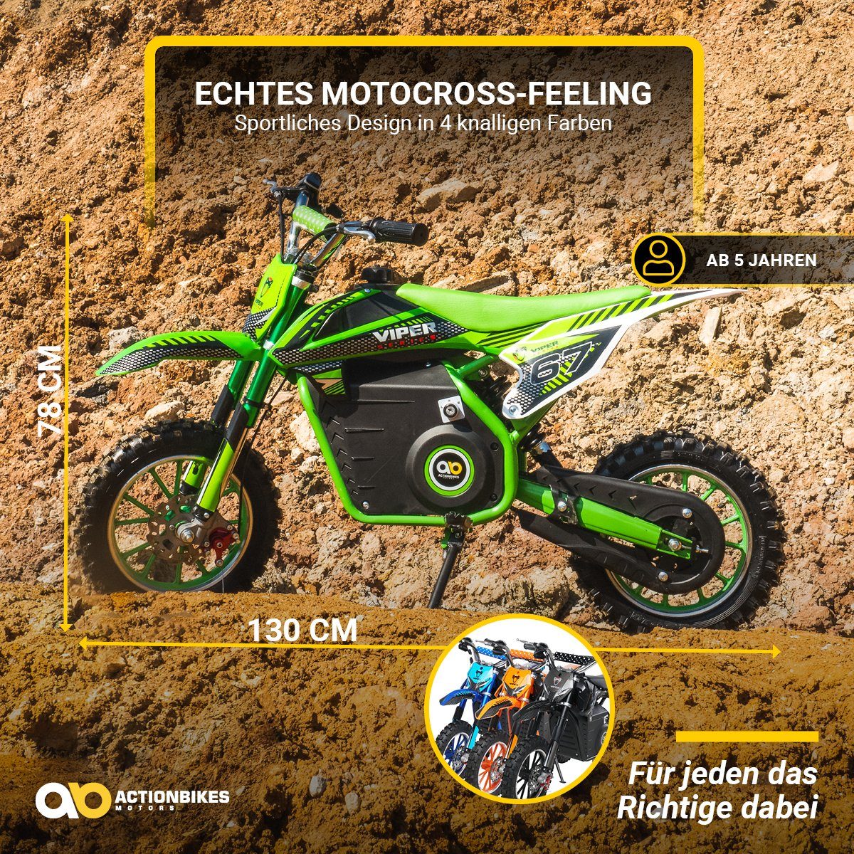 Actionbikes Motors electric children's motorcycle children's cross bike Viper 1000 W electric - 3 levels - up to 25 km/h, load capacity 60 kg, (1 piece), mini dirt bike electric minicross pit bike pocket bike from 5 years
