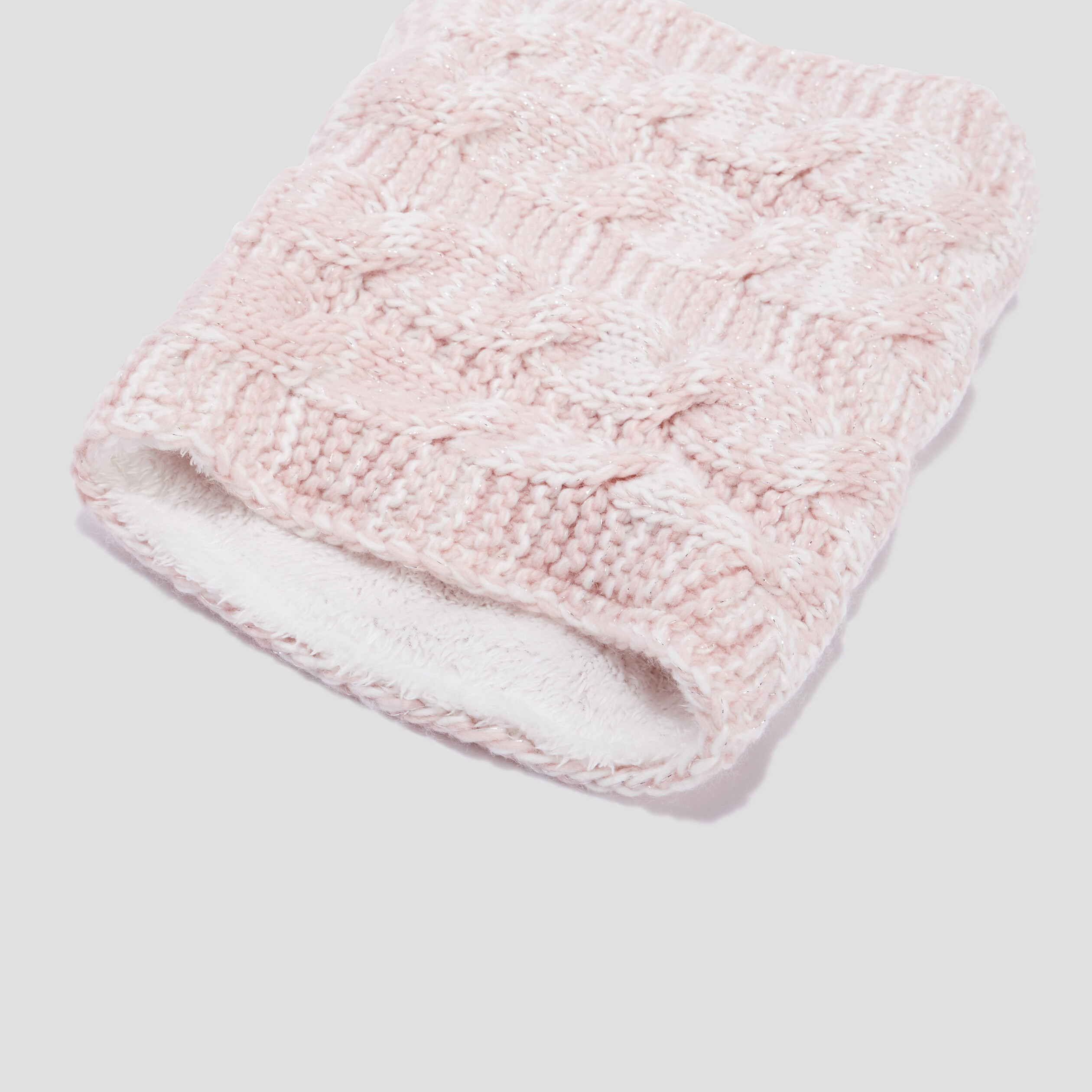 Snood fourré à torsades rose fille | La Halle