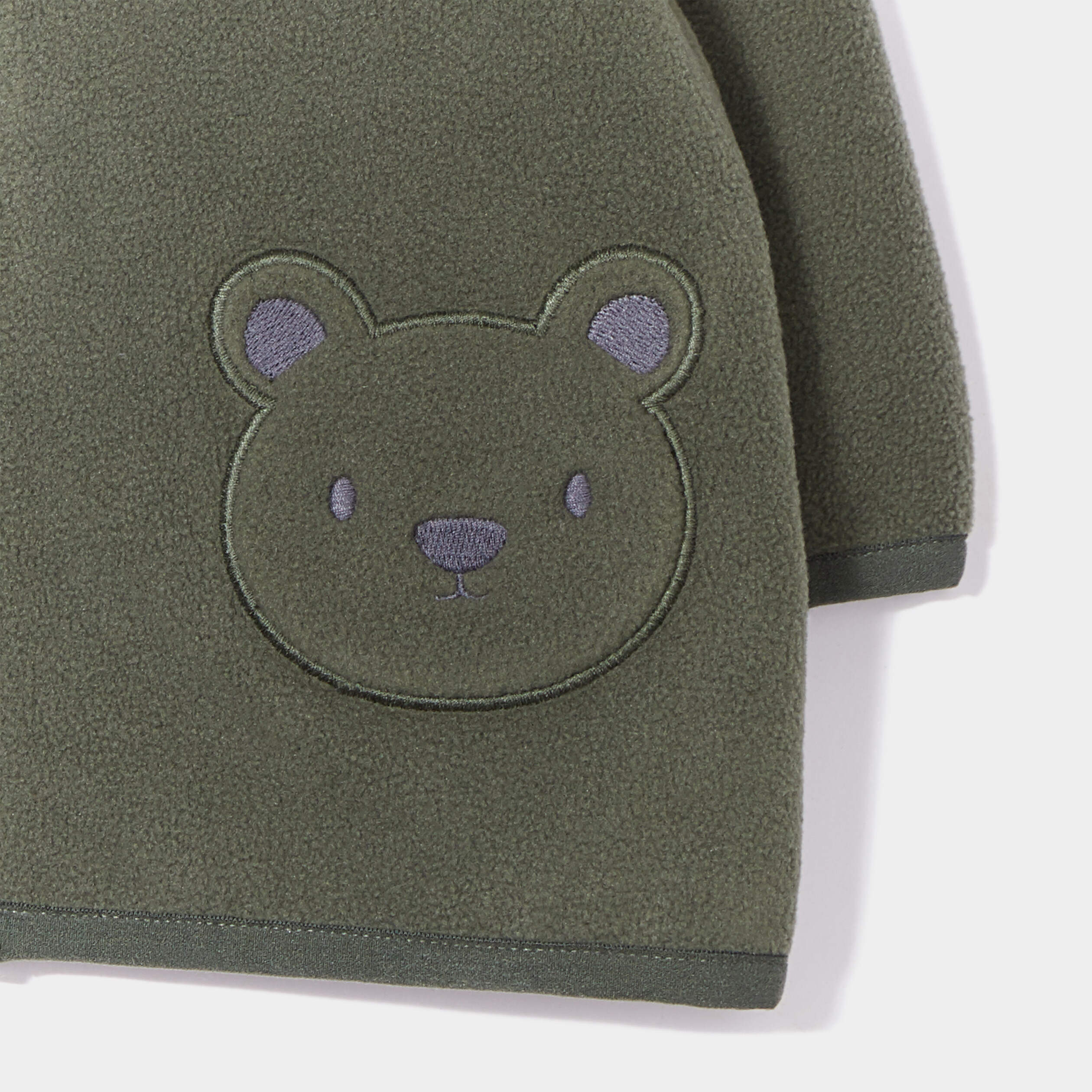 GIlet polaire zippé broderie fantaisie vert kaki bébé garçon | La Halle