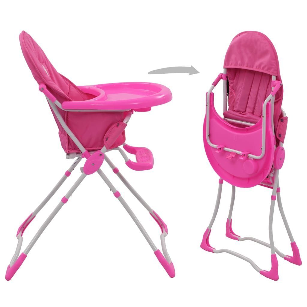 vidaXL Kombihochstuhl Babystuhl Hochstuhl Babysitz Kinderstuhl mit Tisch, Gurt klappbar Rosa
