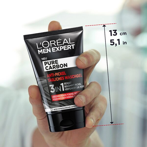 L'Oréal Paris Men Expert Pure Carbon Anti-Pickel Tägliches Waschgel Reinigungsgel
