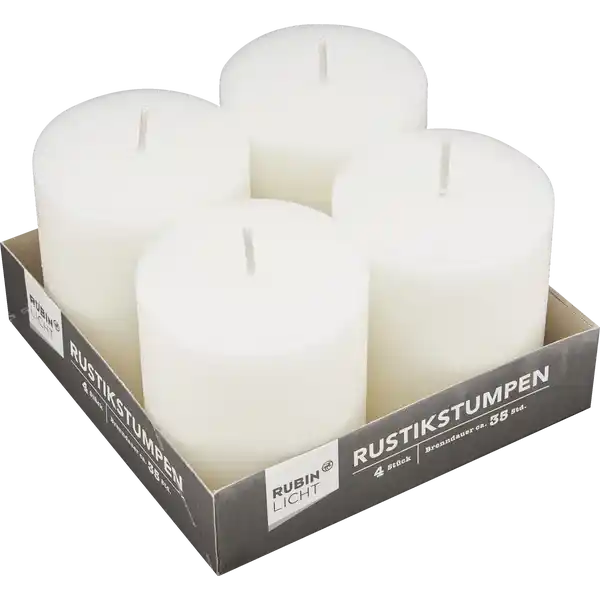 Rustikstumpen 4er-Set 80 / 68 weiss