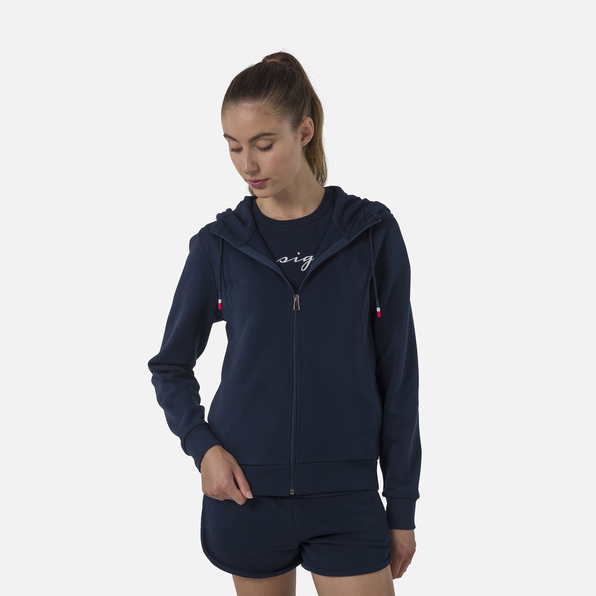 Sweat à capuche zippé molletonné Logo Femme