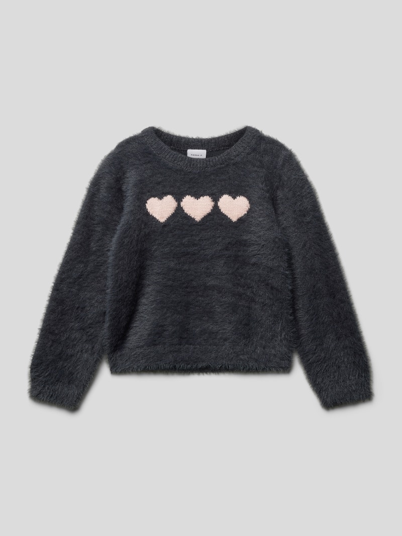 Strickpullover mit Rundhalsausschnitt in blau