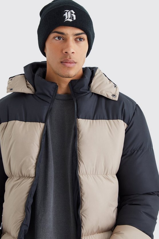 Colorblock Steppjacke mit Kapuze