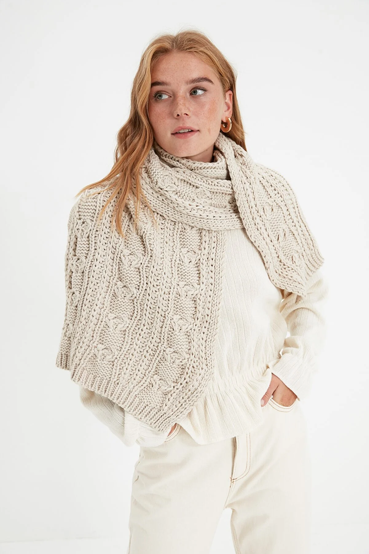 Trendyol Collection  Schal - Beige - Strukturiert