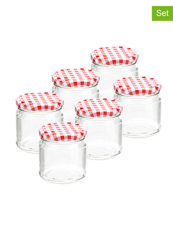 Chefware 2er-Set: Einmachgläser in Transparent/ Rot - 2x 6 Stück günstig kaufen onesize