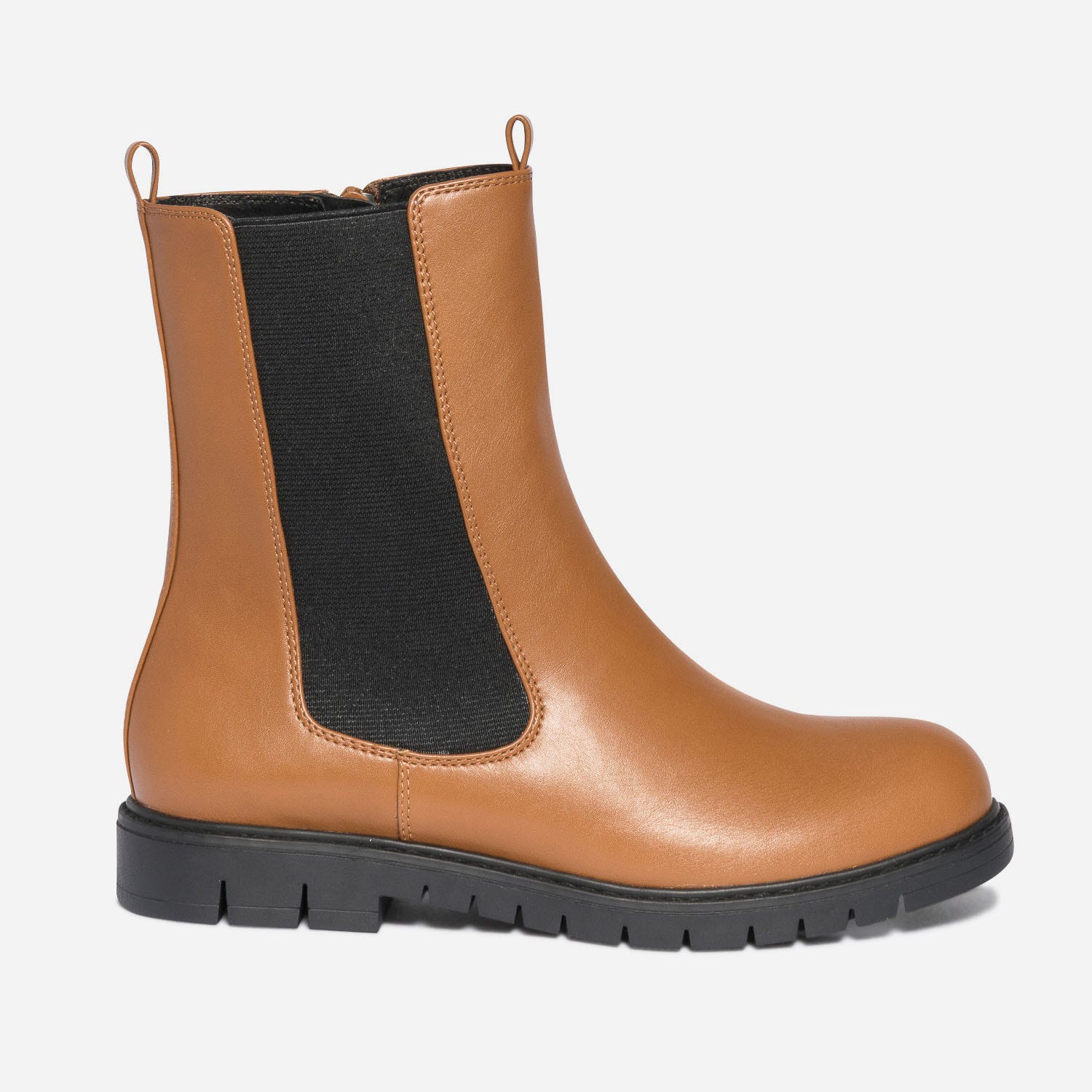 Chelsea boots camel à semelle crantée
