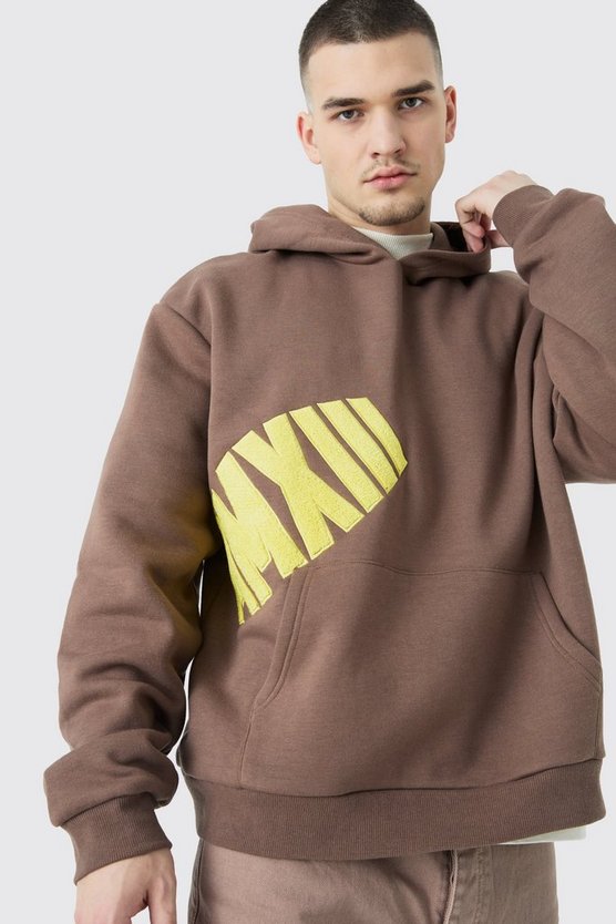 Tall kastiger Oversize Hoodie mit Borg-Applikation