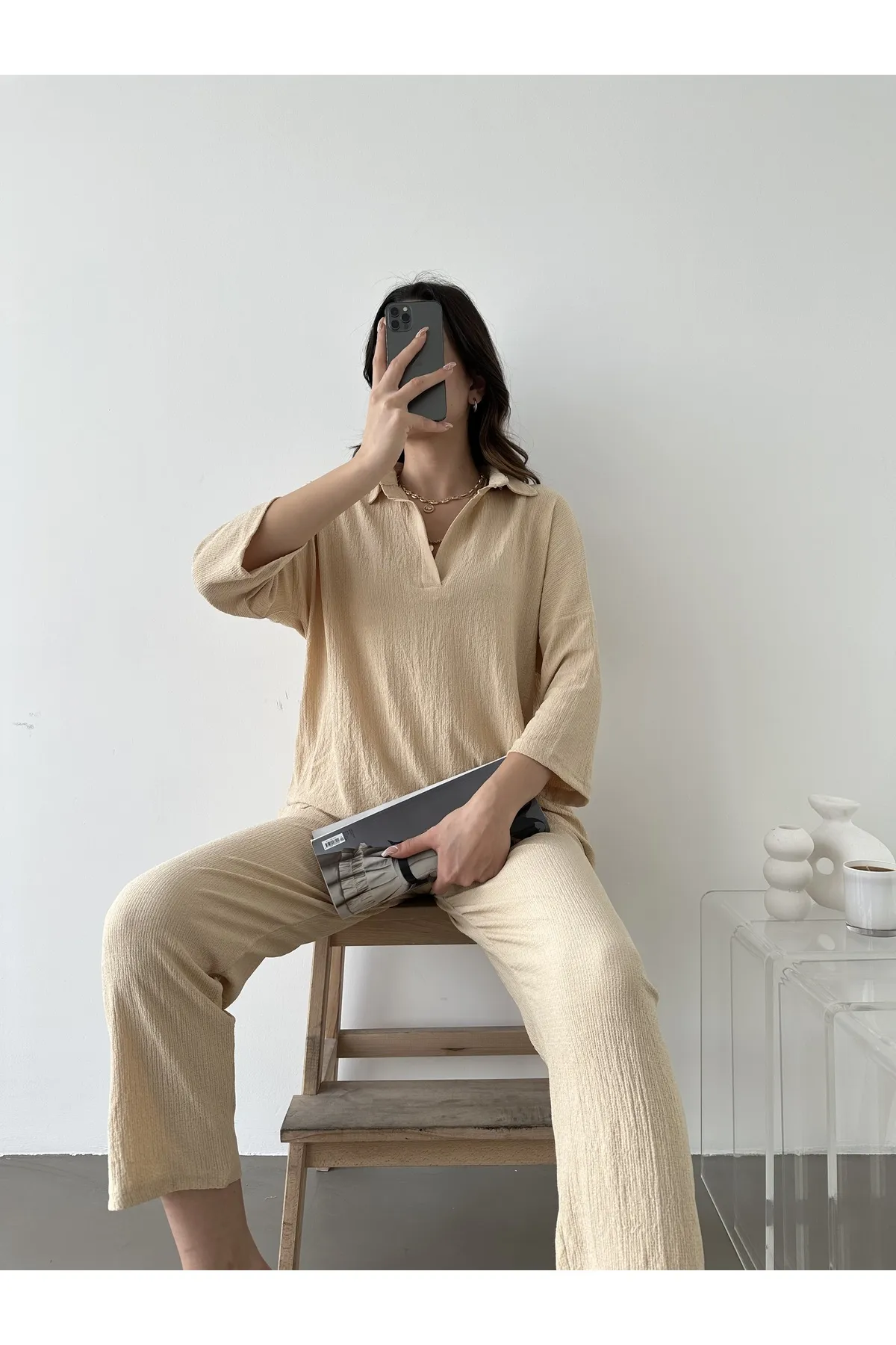BEJNA  Zweiteiler - Beige - Regular Fit
