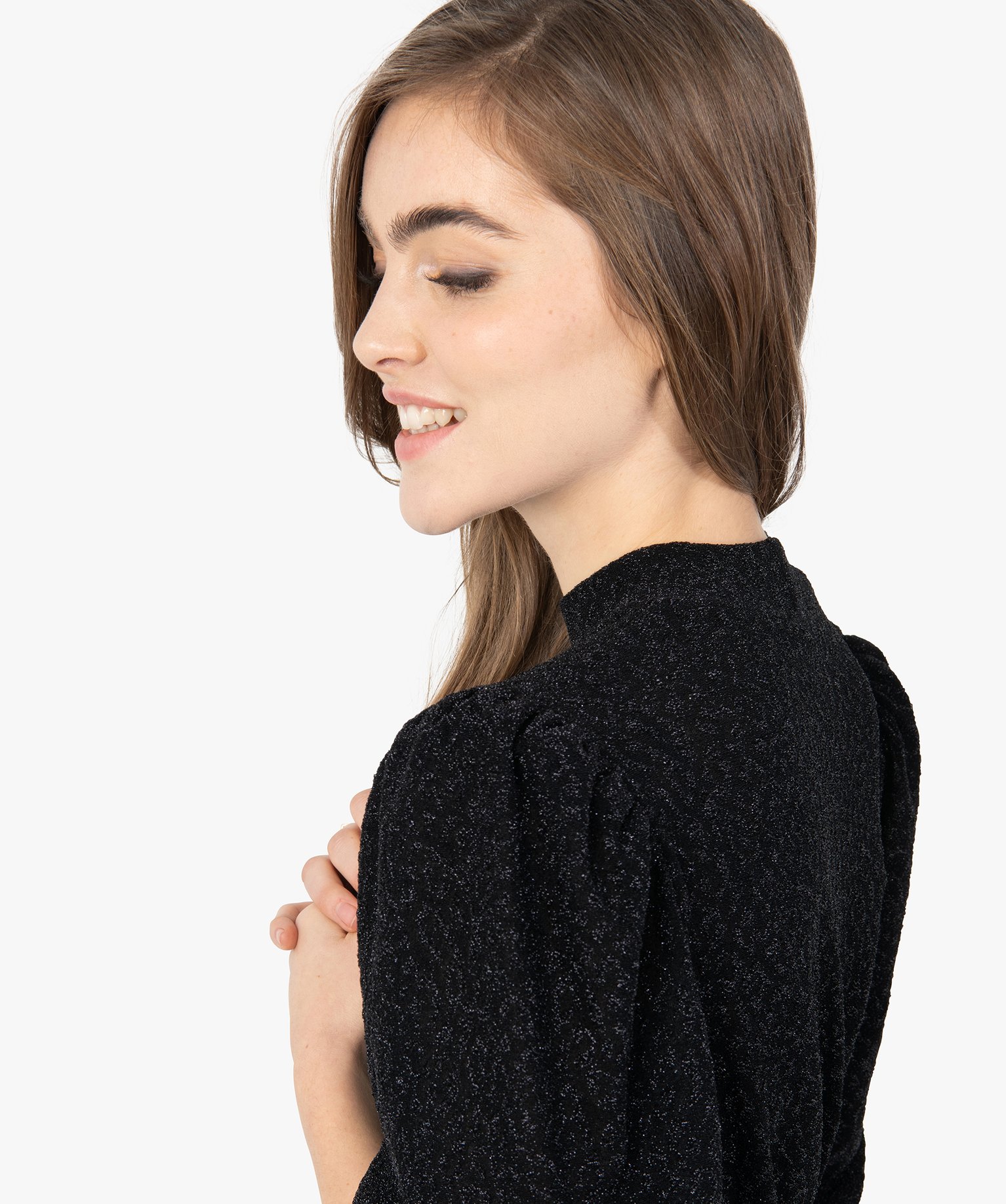 Tee-shirt femme scintillant avec manches bouffantes | GEMO