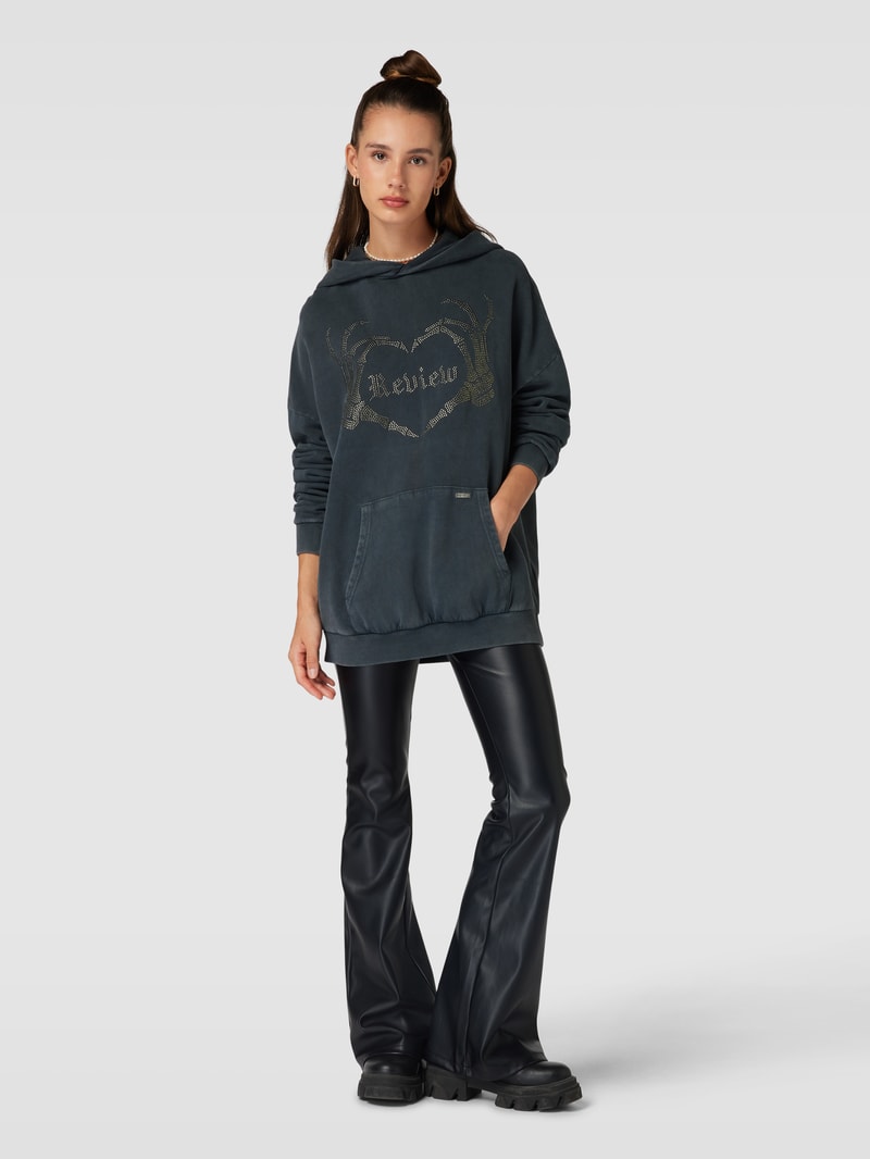 Hoodie mit Label-Print Modell 'LOVE' in anthrazit