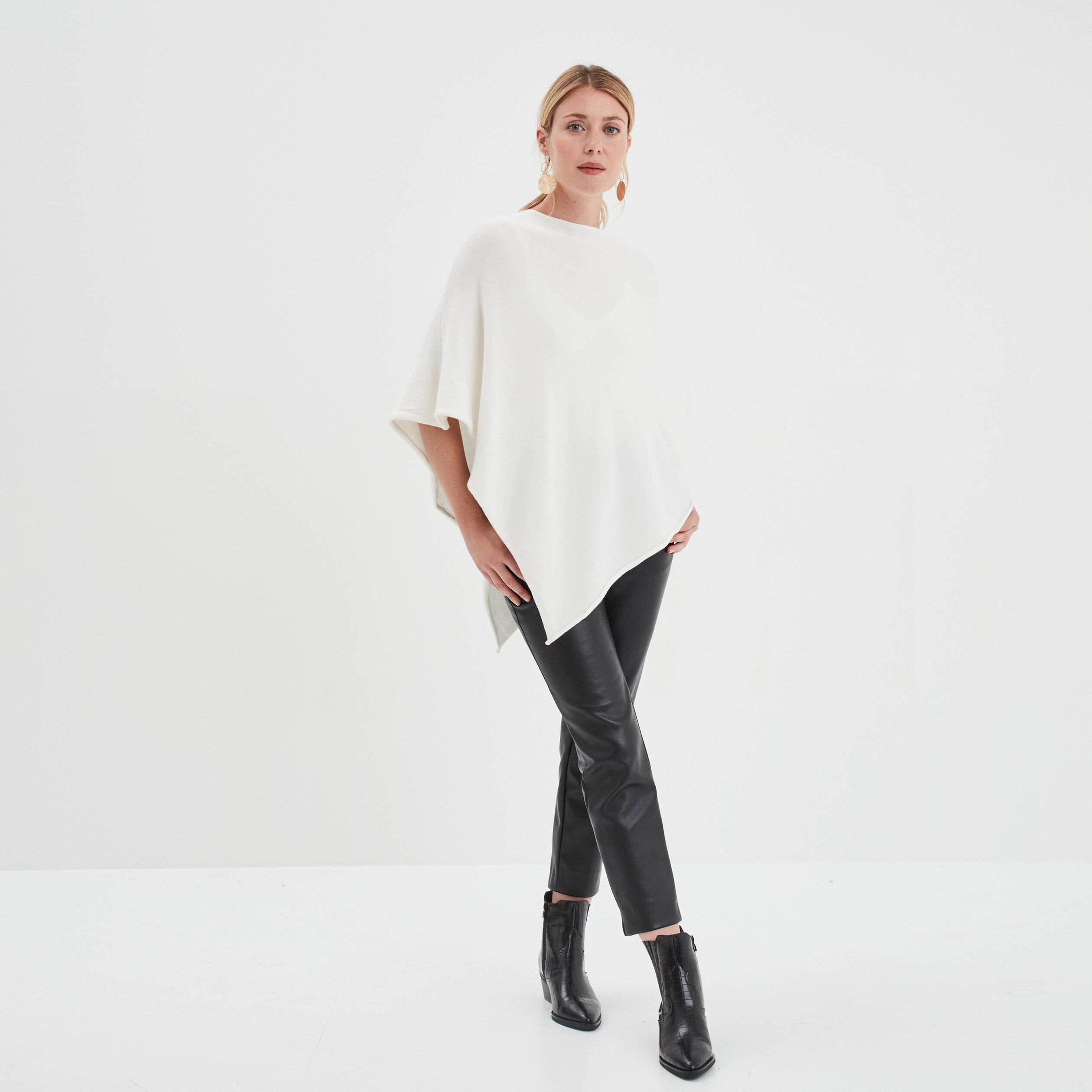 Poncho asymétrique sable femme | La Halle