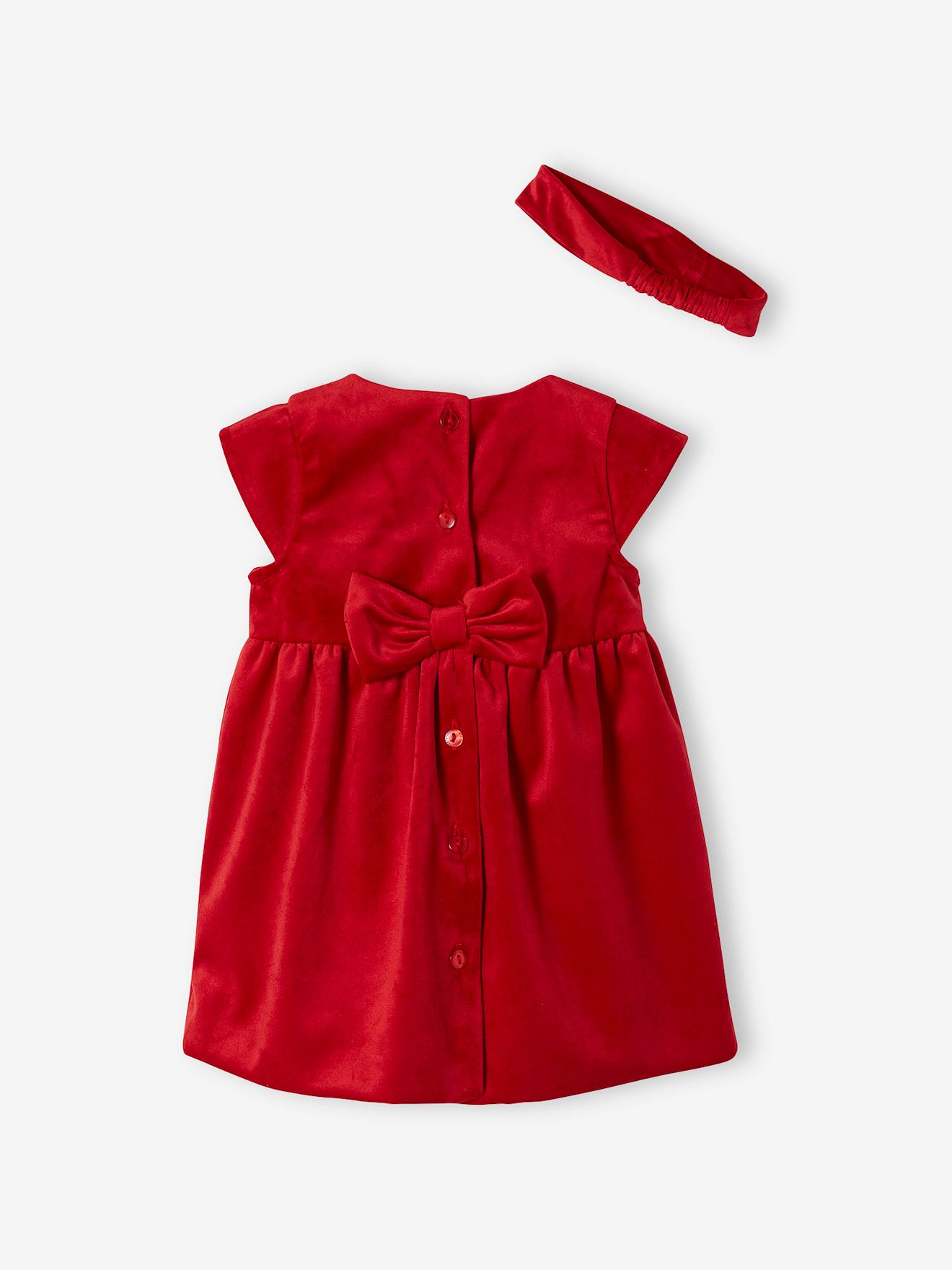 Vertbaudet Baby Weihnachts-Set: Kleid & Haarband - rot